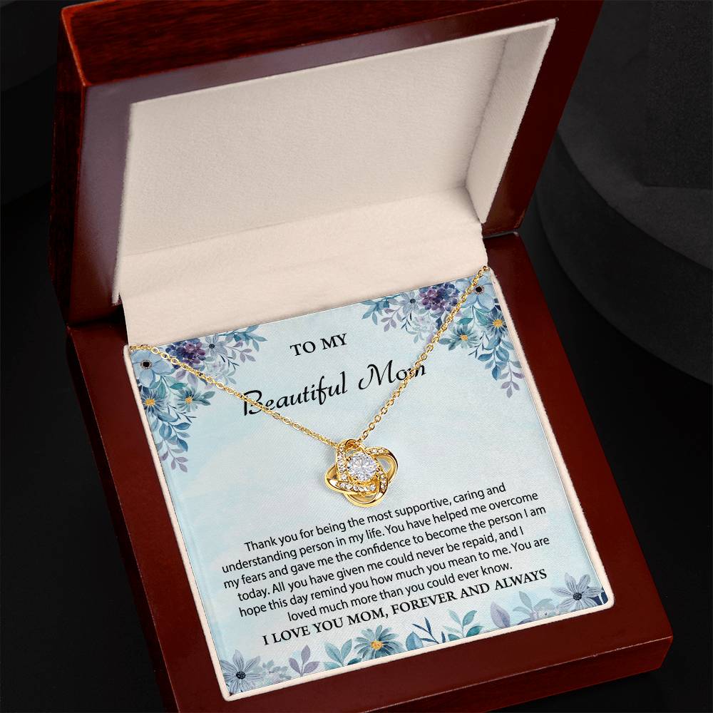 To My Beautiful Mom | I Love You, Forever & Always - Love Knot Necklace