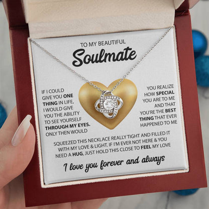 To My Beautiful Soulmate | I Love You, Forever & Always - Love Knot Necklace