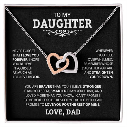 To My Daughter | Never Forget That I Love You - Interlocking Hearts necklace