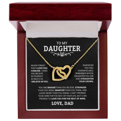 To My Daughter | Never Forget That I Love You - Interlocking Hearts necklace